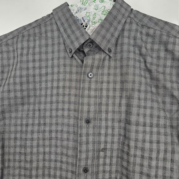 Roundtree & Yorke Shirt Mens Large Gray Gold Label Business Non Iron Button Down - Picture 2 of 10
